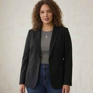 Torrid Studio Classic Tailored Black Blazer Polka Dot Lining Size 0 / L